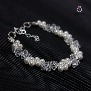 Swarovski perły  i srebro - bransoletka krótka - Chileart SB12